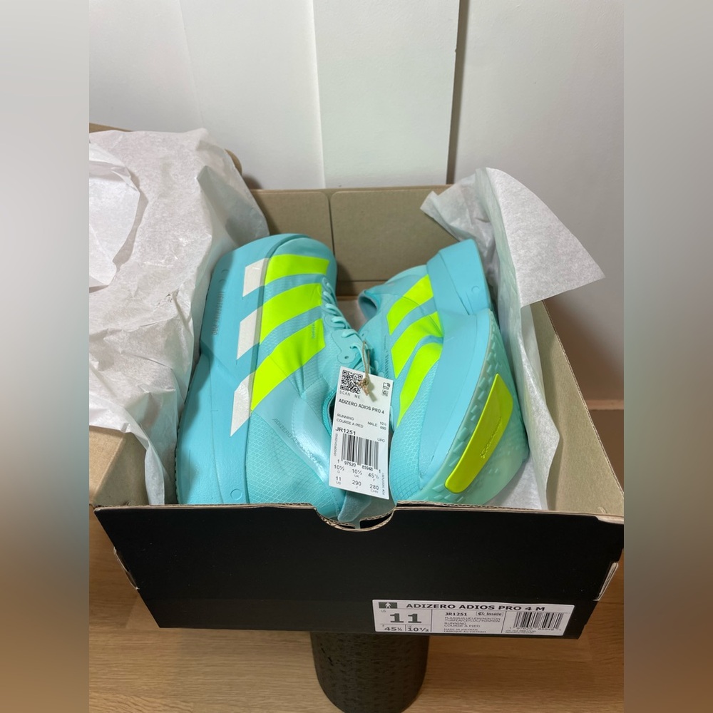 Adidas Adizero Adios Pro 4 Size 11 Men Flash Aqua Lucid Lemon
